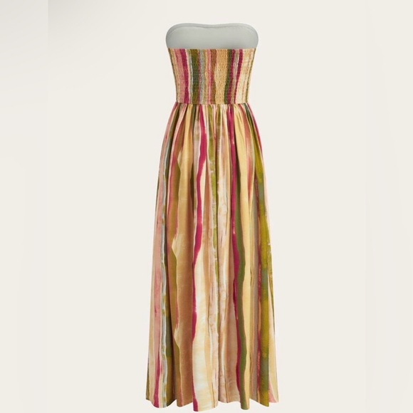 Commense Strapless Maxi Dress in Pink, Green & Tan - Picture 3 of 5